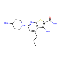 CCCc1cc(N2CCC(N)CC2)nc2sc(C(N)=O)c(N)c12 ZINC000038421613