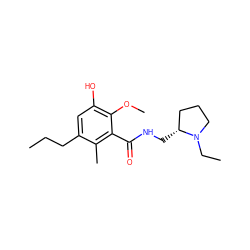 CCCc1cc(O)c(OC)c(C(=O)NC[C@@H]2CCCN2CC)c1C ZINC000064436357