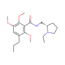 CCCc1cc(OC)c(OC)c(C(=O)NC[C@@H]2CCCN2CC)c1OC ZINC000034343057