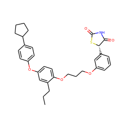 CCCc1cc(Oc2ccc(C3CCCC3)cc2)ccc1OCCCOc1cccc([C@@H]2SC(=O)NC2=O)c1 ZINC000012358486