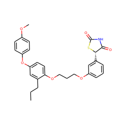 CCCc1cc(Oc2ccc(OC)cc2)ccc1OCCCOc1cccc([C@@H]2SC(=O)NC2=O)c1 ZINC000012358492