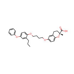 CCCc1cc(Oc2ccccc2)ccc1OCCCCOc1ccc2c(c1)CC[C@](C)(C(=O)O)O2 ZINC000012358543