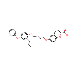 CCCc1cc(Oc2ccccc2)ccc1OCCCCOc1ccc2c(c1)CC[C@H](C(=O)O)O2 ZINC000001910881