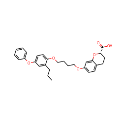 CCCc1cc(Oc2ccccc2)ccc1OCCCCOc1ccc2c(c1)O[C@H](C(=O)O)CC2 ZINC000012358547