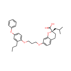 CCCc1cc(Oc2ccccc2)ccc1OCCCOc1ccc2c(c1)O[C@](CC(C)C)(C(=O)O)CC2 ZINC000013580336