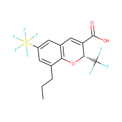 CCCc1cc(S(F)(F)(F)(F)F)cc2c1O[C@@H](C(F)(F)F)C(C(=O)O)=C2 ZINC001772594041