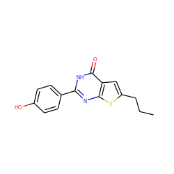 CCCc1cc2c(=O)[nH]c(-c3ccc(O)cc3)nc2s1 ZINC001772646024