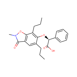 CCCc1cc2c(=O)n(C)oc2c(CCC)c1O[C@H](C(=O)O)c1ccccc1 ZINC000012358598