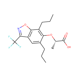 CCCc1cc2c(C(F)(F)F)noc2c(CCC)c1O[C@@H](C)C(=O)O ZINC000012358568