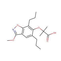 CCCc1cc2c(OC)noc2c(CCC)c1OC(C)(C)C(=O)O ZINC000012358567