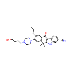 CCCc1cc2c(cc1N1CCN(CCCCO)CC1)C(C)(C)c1[nH]c3cc(C#N)ccc3c1C2=O ZINC000114802343