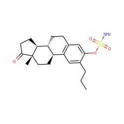 CCCc1cc2c(cc1OS(N)(=O)=O)CC[C@@H]1[C@@H]2CC[C@]2(C)C(=O)CC[C@@H]12 ZINC000038626168