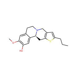 CCCc1cc2c(s1)C[C@H]1c3cc(O)c(OC)cc3CCN1C2 ZINC000210432341