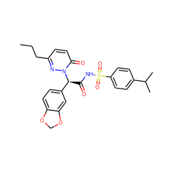 CCCc1ccc(=O)n([C@@H](C(=O)NS(=O)(=O)c2ccc(C(C)C)cc2)c2ccc3c(c2)OCO3)n1 ZINC000026668645