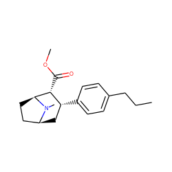 CCCc1ccc([C@@H]2C[C@H]3CC[C@@H]([C@@H]2C(=O)OC)N3C)cc1 ZINC000027311136