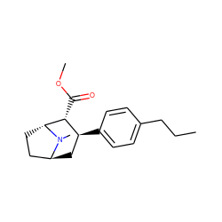 CCCc1ccc([C@H]2C[C@H]3CC[C@H]([C@@H]2C(=O)OC)N3C)cc1 ZINC000100921495