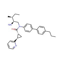 CCCc1ccc(-c2ccc(N(C[C@@H](N)[C@@H](C)CC)C(=O)[C@@H]3C[C@H]3c3ccccn3)cc2)cc1 ZINC000072316693