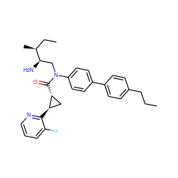 CCCc1ccc(-c2ccc(N(C[C@@H](N)[C@@H](C)CC)C(=O)[C@@H]3C[C@H]3c3ncccc3F)cc2)cc1 ZINC000200090674