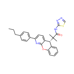 CCCc1ccc(-c2ccc3c(n2)Oc2ccccc2[C@H]3C(C)(C)C(=O)Nc2nncs2)cc1 ZINC000073141251