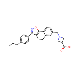 CCCc1ccc(-c2noc3c2CCc2cc(CN4CC(C(=O)O)C4)ccc2-3)cc1 ZINC000117168372