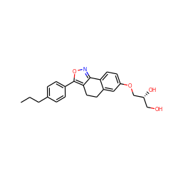 CCCc1ccc(-c2onc3c2CCc2cc(OC[C@H](O)CO)ccc2-3)cc1 ZINC000117184862