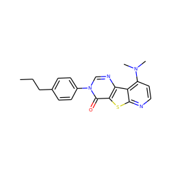 CCCc1ccc(-n2cnc3c(sc4nccc(N(C)C)c43)c2=O)cc1 ZINC000013676106