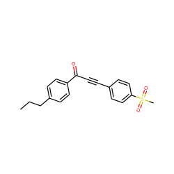 CCCc1ccc(C(=O)C#Cc2ccc(S(C)(=O)=O)cc2)cc1 ZINC000013683323