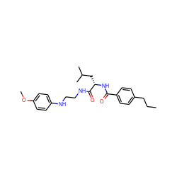 CCCc1ccc(C(=O)N[C@@H](CC(C)C)C(=O)NCCNc2ccc(OC)cc2)cc1 ZINC000013473896