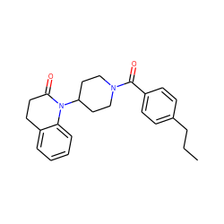 CCCc1ccc(C(=O)N2CCC(N3C(=O)CCc4ccccc43)CC2)cc1 ZINC000013832048