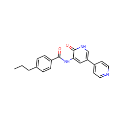 CCCc1ccc(C(=O)Nc2cc(-c3ccncc3)c[nH]c2=O)cc1 ZINC000038208194