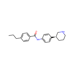 CCCc1ccc(C(=O)Nc2ccc([C@@H]3CCCNC3)cc2)cc1 ZINC000117719374