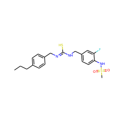 CCCc1ccc(C/N=C(\S)NCc2ccc(NS(C)(=O)=O)c(F)c2)cc1 ZINC000013672906