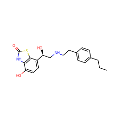 CCCc1ccc(CCNC[C@H](O)c2ccc(O)c3[nH]c(=O)sc23)cc1 ZINC000038424936