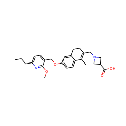 CCCc1ccc(COc2ccc3c(c2)CCC(CN2CC(C(=O)O)C2)=C3C)c(OC)n1 ZINC000117386825