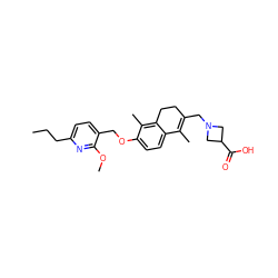 CCCc1ccc(COc2ccc3c(c2C)CCC(CN2CC(C(=O)O)C2)=C3C)c(OC)n1 ZINC000035827906