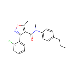 CCCc1ccc(N(C)C(=O)c2c(-c3ccccc3Cl)noc2C)cc1 ZINC000045389846