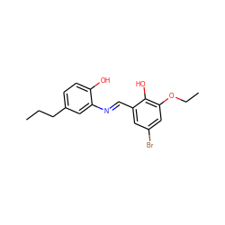 CCCc1ccc(O)c(/N=C/c2cc(Br)cc(OCC)c2O)c1 ZINC000013122417