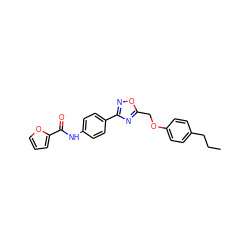 CCCc1ccc(OCc2nc(-c3ccc(NC(=O)c4ccco4)cc3)no2)cc1 ZINC000001114404