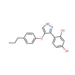 CCCc1ccc(Oc2c[nH]nc2-c2ccc(O)cc2O)cc1 ZINC000018057120