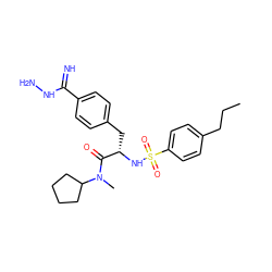 CCCc1ccc(S(=O)(=O)N[C@@H](Cc2ccc(C(=N)NN)cc2)C(=O)N(C)C2CCCC2)cc1 ZINC000026495194