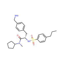 CCCc1ccc(S(=O)(=O)N[C@@H](Cc2ccc(CN)cc2)C(=O)N(C)C2CCCC2)cc1 ZINC000026573255