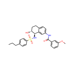 CCCc1ccc(S(=O)(=O)N[C@@H]2c3cc(NC(=O)c4cccc(OC)c4)ccc3CC[C@H]2O)cc1 ZINC000040880324