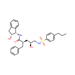 CCCc1ccc(S(=O)(=O)NC[C@@H](O)C[C@@H](Cc2ccccc2)C(=O)N[C@H]2c3ccccc3C[C@H]2O)cc1 ZINC001772585068