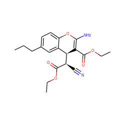 CCCc1ccc2c(c1)[C@H]([C@@H](C#N)C(=O)OCC)C(C(=O)OCC)=C(N)O2 ZINC000029464670