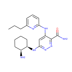 CCCc1cccc(Nc2cc(N[C@@H]3CCCC[C@@H]3N)nnc2C(N)=O)n1 ZINC000169308317