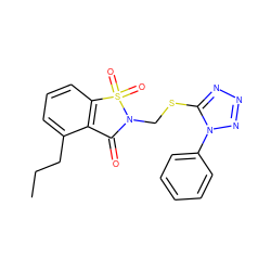 CCCc1cccc2c1C(=O)N(CSc1nnnn1-c1ccccc1)S2(=O)=O ZINC000000592187