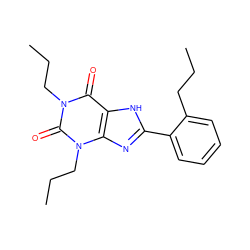 CCCc1ccccc1-c1nc2c([nH]1)c(=O)n(CCC)c(=O)n2CCC ZINC000027710989