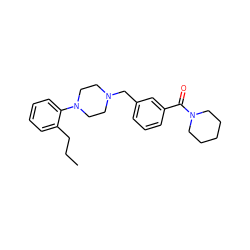 CCCc1ccccc1N1CCN(Cc2cccc(C(=O)N3CCCCC3)c2)CC1 ZINC000013779645