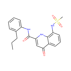 CCCc1ccccc1NC(=O)c1cc(=O)c2cccc(NS(C)(=O)=O)c2[nH]1 ZINC000095586138