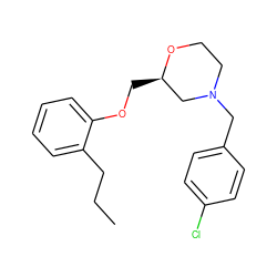 CCCc1ccccc1OC[C@@H]1CN(Cc2ccc(Cl)cc2)CCO1 ZINC000013579735